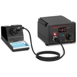 STAMOS Station De Soudage Numérique Avec Écran Et LED Support Pratique 65W 200 à 480°C - Blanc, Crème