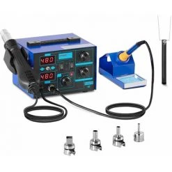 STAMOS Station De Soudage Air Chaud Soudure Fer À Souder Électrique 730W Led - Gris