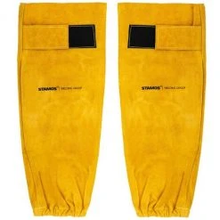 STAMOS Paire De Manchettes En Cuir Croûte Velcro Soudeur Professionnel Manchette 48cm - Noir, Argent, Jaune -Soudure à larc Sales Store 24394503 3