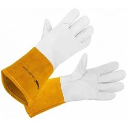 STAMOS Gants De Soudure Soudeur Soudage TIG Haute Dextérité Protection Travail Cuir XL - Or, Blanc