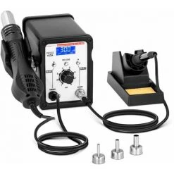 STAMOS Station De Soudage Dessoudage Réglable LCD SMD Fer À Souder 50w + Air Chaud 750w - Blanc