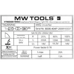 Poste à Souder TIG AC/DC Pulse 200 A + Accessoires MW-Tools TIG205PAC -Soudure à larc Sales Store 27574282 5