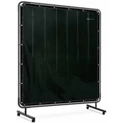 STAMOS Rideau De Soudure Avec Cadre Bâche Ignifuge En Vinyle Rideau Protection 1,7x1,7m - Noir