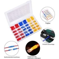 GUAZHUNIFR Cosses Electriques ， Fiches Et Embases Plates Connecteurs à Sertir Assortiment Connecteurs électriques Connecteurs Bout à Bout Kits De Bornes De Connexion Jeu De Gaines Thermorétractables Guazhuni 480 Pièces -Soudure à larc Sales Store 46561033 3