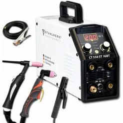 STAHLWERK CT550 ST - Soudeuse Compacte TIG / MMA Avec Coupeuse Plasma Jusqu'à 12 Mm, TIG / MMA 200 A + Coupe 50 A, Garantie* 7 Ans