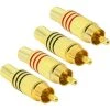 MACARON Fiche Audio RCA, AV Stéréo Mâle Or Plaqué Avec Ressort Coaxiale Audio Sans Soudure Adaptateur Pour Transfert Entre Les Interfaces De Matériel Audio (4-Pack)LO-Ron