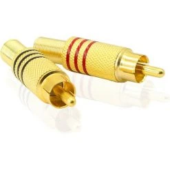 MACARON Fiche Audio RCA, AV Stéréo Mâle Or Plaqué Avec Ressort Coaxiale Audio Sans Soudure Adaptateur Pour Transfert Entre Les Interfaces De Matériel Audio (4-Pack)LO-Ron -Soudure à larc Sales Store 60414049 4