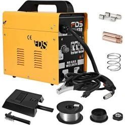 GOPLUS Poste à Souder, Soudage Electrique MIG 130 Tension 230V, Appareil De Soudage Professionnel, 30-120A Avec Masque Equipement De Soudage (Orange)